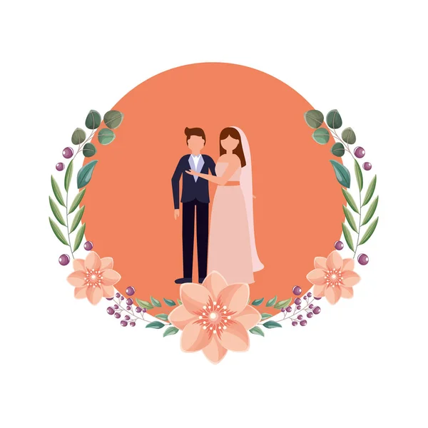 Casal de noiva e noivo avatar design — Vetor de Stock