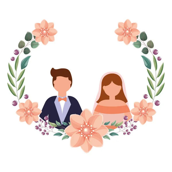 Couple of bride and groom avatar design — Stock Vector