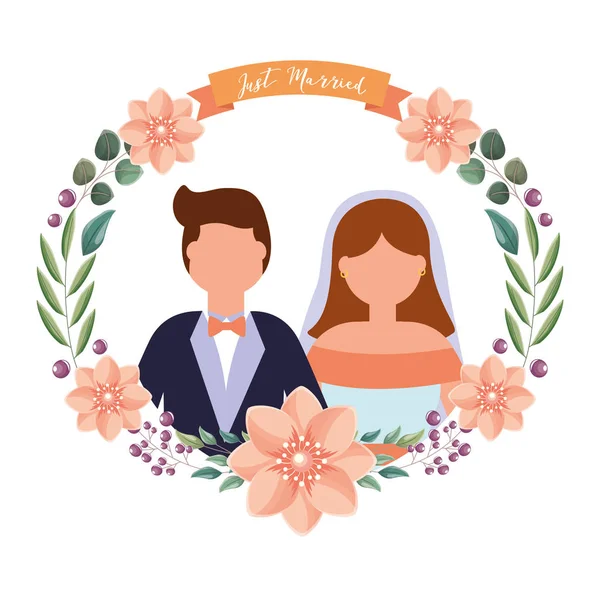Coppia di sposa e sposo avatar design — Vettoriale Stock