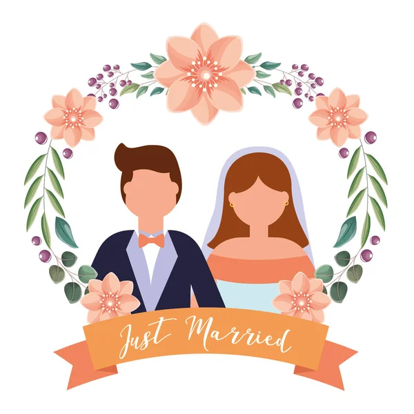 Casal de noiva e noivo avatar design — Vetor de Stock