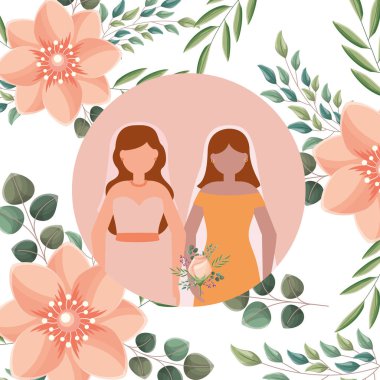 Lezbiyen düğün çift vektör tasarım