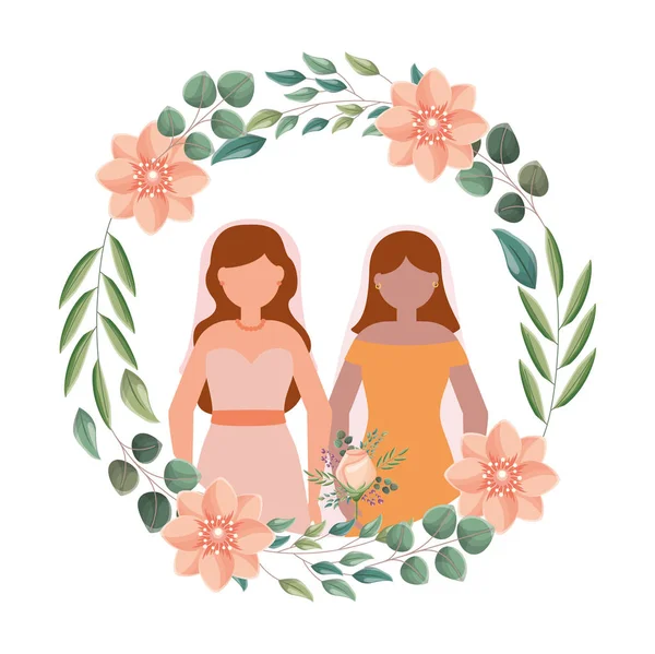 Lezbiyen düğün çift vektör tasarım