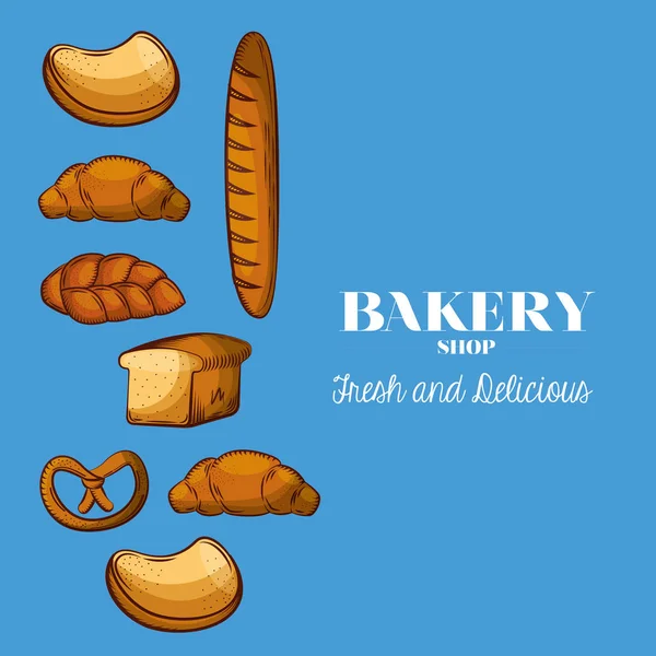 Bread types of bakery vector design — Stock Vector