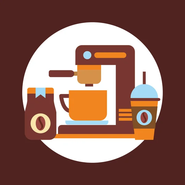 Konstruksjon av kaffemaskin og kaffekopp – stockvektor