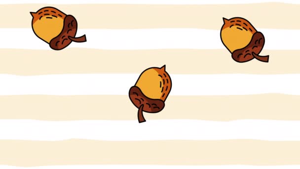 你好秋天季节与坚果种子动画 — 图库视频影像