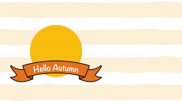 你好秋天的季节与花栗鼠和坚果动画 — 图库视频影像