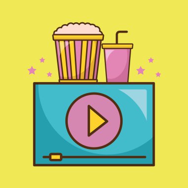 Sarı arka plan tasarımı üzerine ayarlanan sinema simgesi