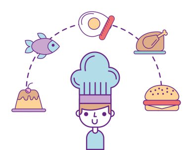 Aşçı ve gıda vektör tasarımı