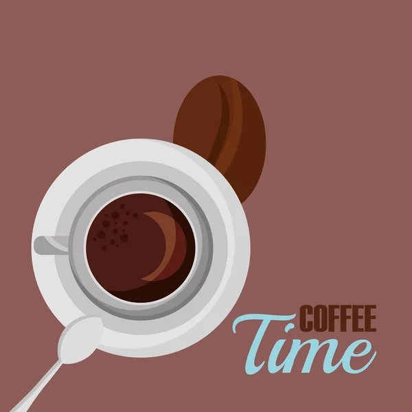 Kahve bardağı ve fasulye vektör tasarımı — Stok Vektör
