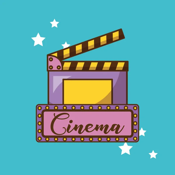 Cinema clapboard sobre design de fundo azul —  Vetores de Stock