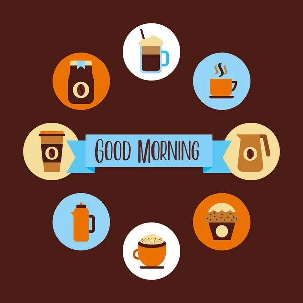 Kaffe ikon set vektor design — Stock vektor