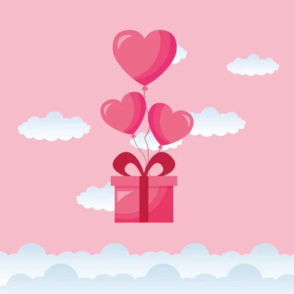 Kärlek representeras av hjärtan och gåva vektor design — Stock vektor