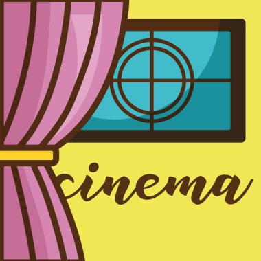 Sarı arka plan tasarımı üzerinde sinema simgesi