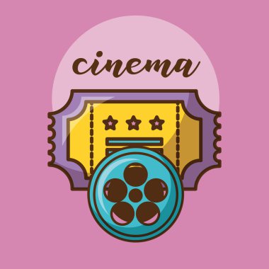 Pembe arka plan tasarımı üzerinde sinema bileti