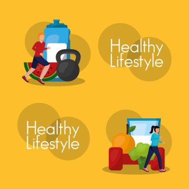 İnsanlar sağlıklı yaşam tarzı vektör tasarım