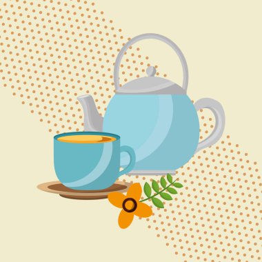 Çay pot ve fincan vektör tasarım
