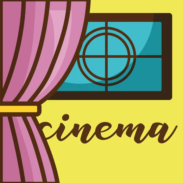 Cinema icon over yellow background design — Stock Vector