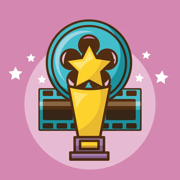 Cinema trophy over pink background design — Stock Vector