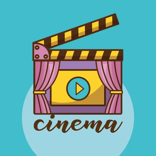 Tablero de cine sobre fondo azul diseño — Vector de stock