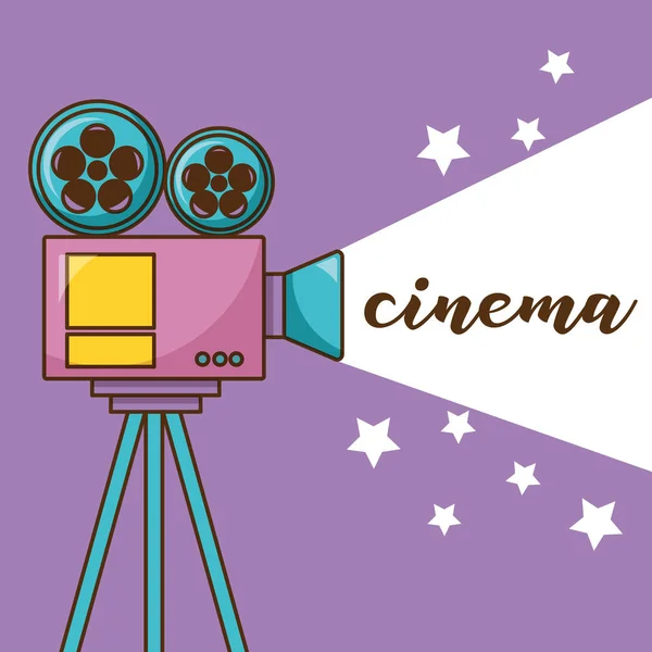 Cine videocamera sobre el diseño de fondo púrpura — Vector de stock