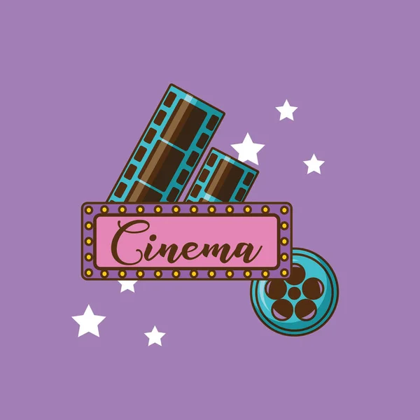 Cinema icon over purple background design — Stock Vector