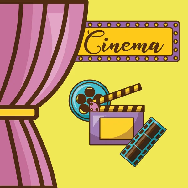 Иконка кинематографа на желтом фоне — стоковый вектор