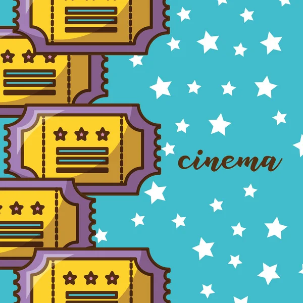 Tiket bioskop atas desain latar belakang biru - Stok Vektor
