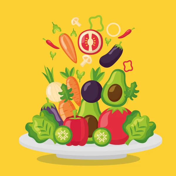 Gezond en biologisch voedsel vector ontwerp — Stockvector