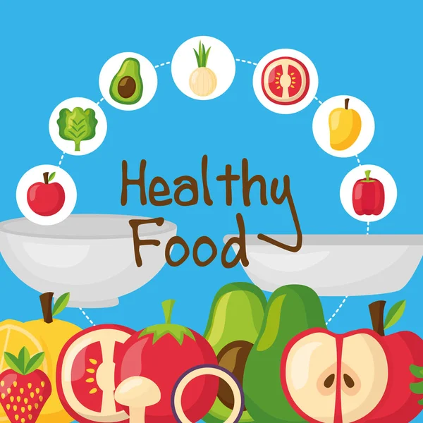 Design de vetores alimentares saudáveis e orgânicos — Vetor de Stock