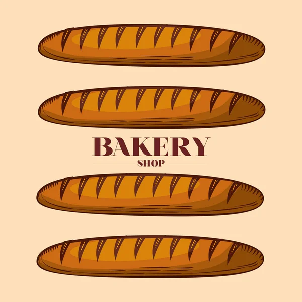 Baguette bread of bakery vector design — Stock Vector