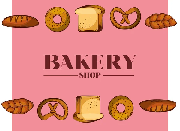 Tipos de pães de padaria design vetorial — Vetor de Stock