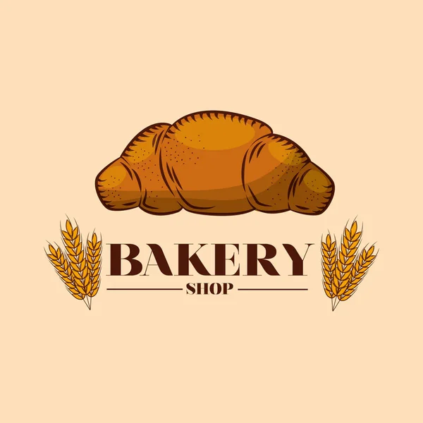 Pan cruasán de diseño de vectores de panadería — Vector de stock