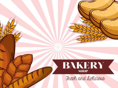 Ekmek baget ve tost fırın vektör tasarım