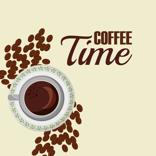 Xícara de café e feijão design vetorial — Vetor de Stock
