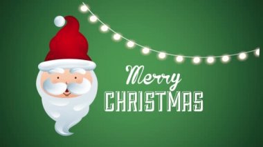 ışıklar asılı ve santa ile mutlu noel animasyon