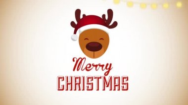 reindeer baş karakteri ile mutlu noel animasyon