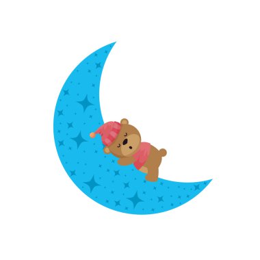 ayı teddy ay uyku ile bebek duş kartı