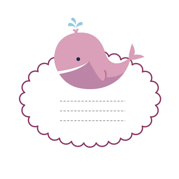 작은 고래와 아기 샤워 카드 — 스톡 벡터