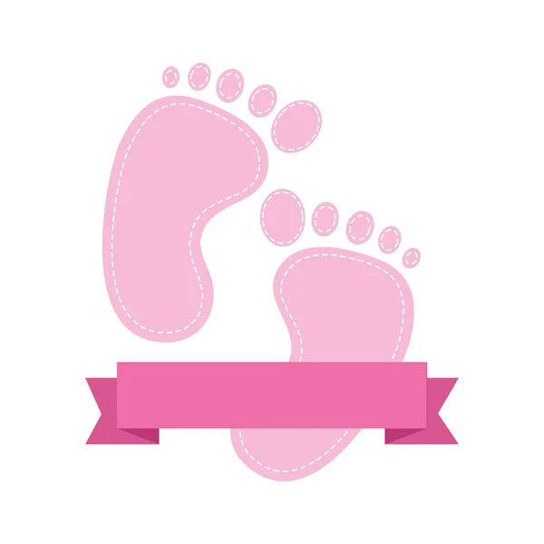 Carte de douche bébé avec empreintes de pas — Image vectorielle