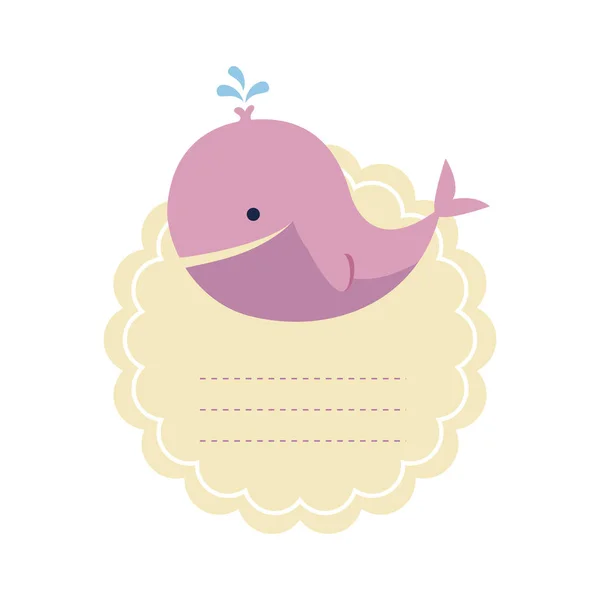 Baby Dusch kort med liten Whale — Stock vektor