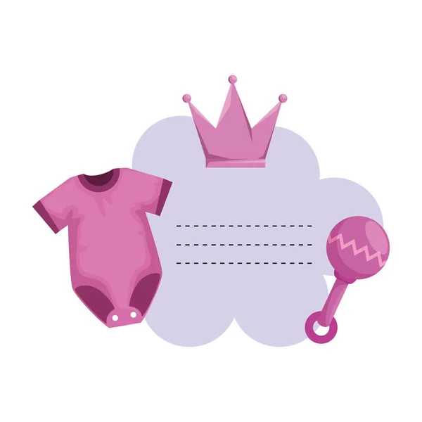 Carte de douche bébé avec accessoires — Image vectorielle