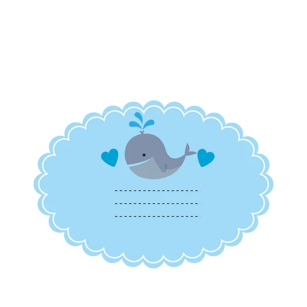 Babyduschkarte mit kleinem Wal — Stockvektor