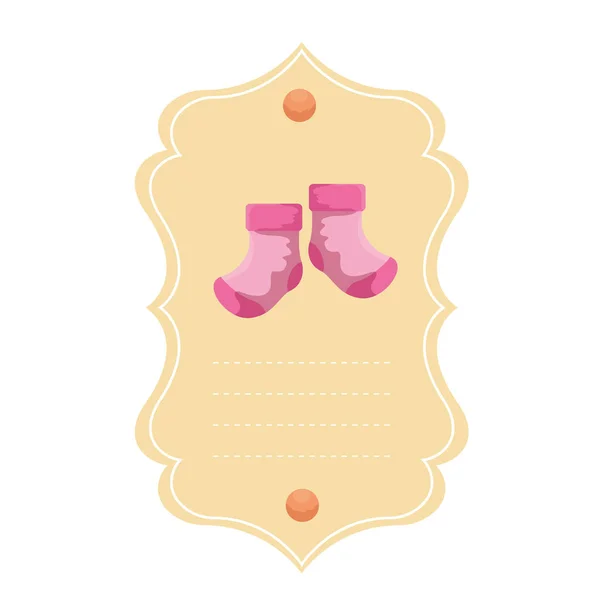 Baby shower card with socks — Stockvector