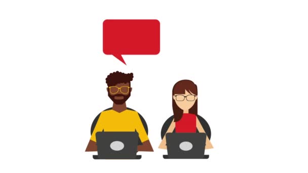 Dizüstü bilgisayar ile sohbet genç çift — Stok video