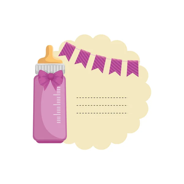 Baby shower card with milk bottle — Stock Vector