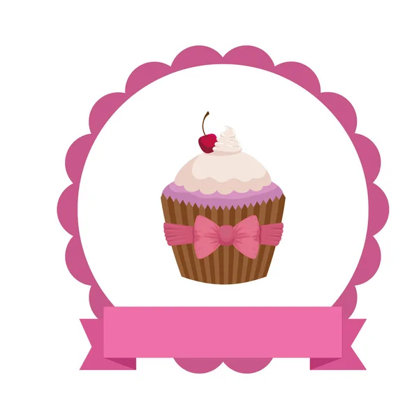 Baby shower card with sweet cupcake — Stockvector