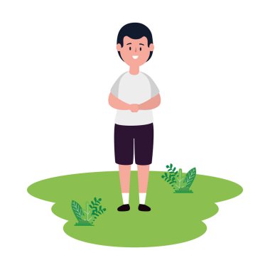 kamp karakteri sevimli küçük çocuk