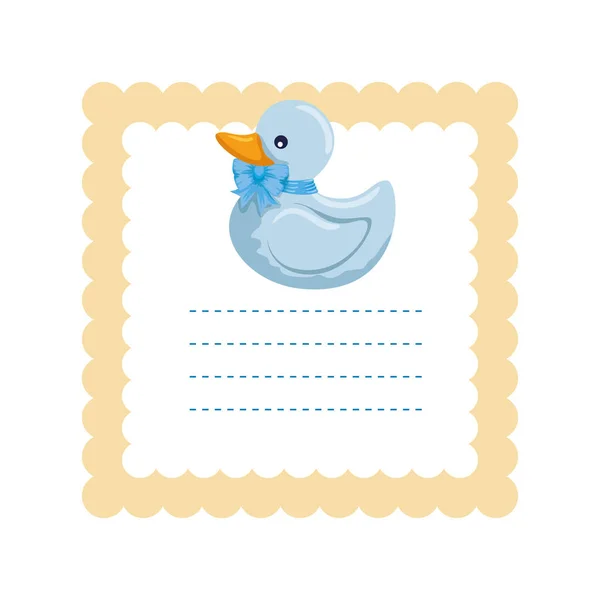 Baby shower card with little ducky — Stock Vector