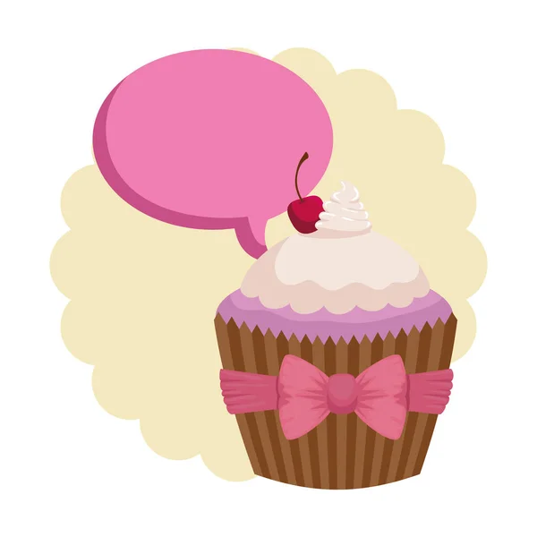 Carte de douche bébé avec cupcake sucré — Image vectorielle