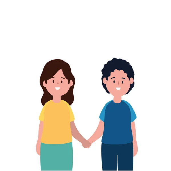 Petits enfants couple avatars personnages — Image vectorielle
